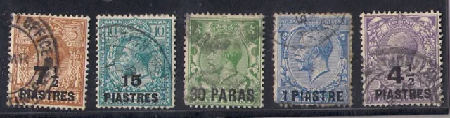 British Levant 5 Old Stamps Overprint