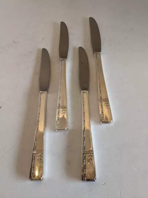 4-Oneida Prestige Plate Grenoble Silverplate 1938 Modern Hollow Grille Knife