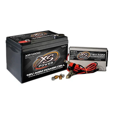 XS POWER BATTERY AGM Battery 16v 2 Post & HF Charger Combo Kit XP1000CK1