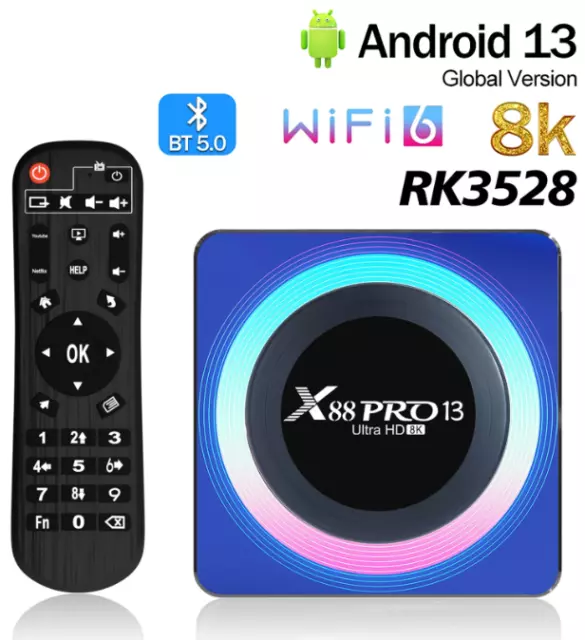 IPTV Android 13.0 TV Box 8K , X88 Pro 13 Android Box avec 4GIGA RAM 64 Go ROM