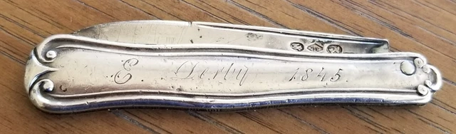 1845 Albert Coles Early American Coin Silver Folding Fruit Knife