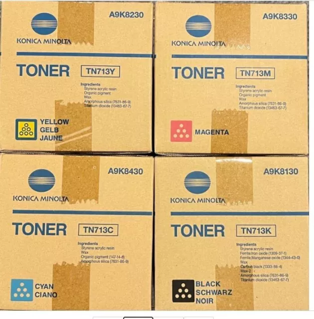 Genuine 4PK Toner Cartridge for KONICA MINOLTA Bizhub C659 C759  TN713 TN713Y