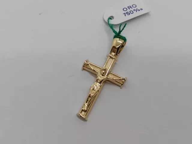 Ciondolo Crocifisso - Croce Sacra In Oro Giallo 18Kt  2,1 Grammi (7116)