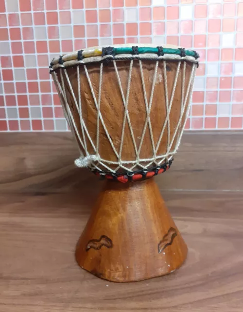 African Tribal Cow Goat Skin Hide Hand Made Drum Djembe 7.5" High