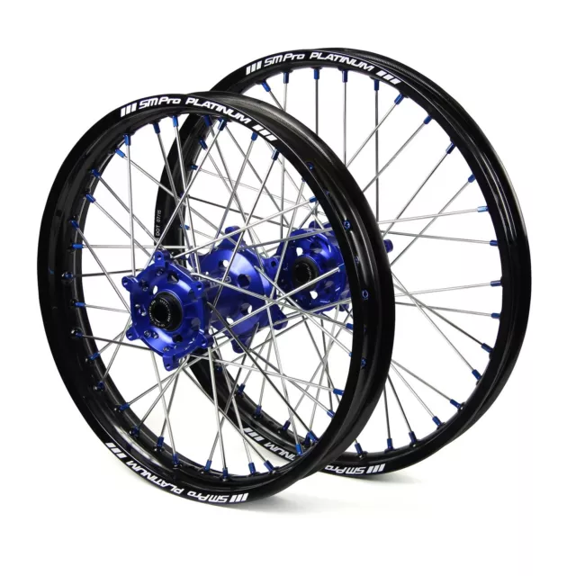 SM Pro MX Yamaha YZ250F YZ450F 2014-2022 Blue Hubs Black Platinum Wheel Set