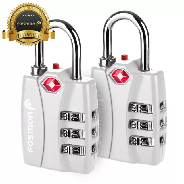 2x TSA Accepted 3 Digit Alert Indicator Travel Luggage Bag Lock Padlock Reset