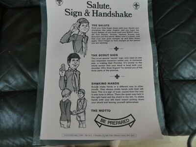 CUB SCOUT Poster Scoutaids Wall Chart Laminated Salute Sign/Handshake ...