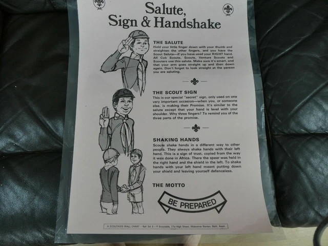 CUB SCOUT Poster Scoutaids Wall Chart Laminated Salute Sign/Handshake ...