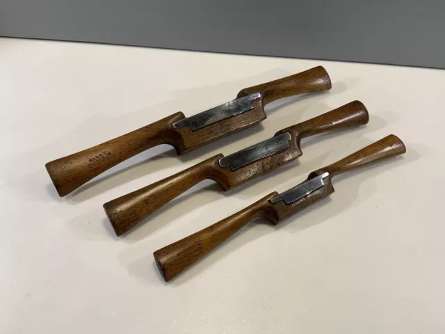 3 Vintage Beech Spokeshaves Graduated In Size :  9 1/2”   10 1/4” 11 1/2”