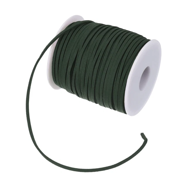 3mm 50 Yard Suede Cord with Roll Spool Flat Faux Leather Lace DIY Craft, Green