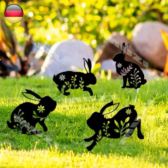 4Pcs Black Rabbit Lawn Stake Acrylic Easter Bunny Statue Decor Cute Party Favors