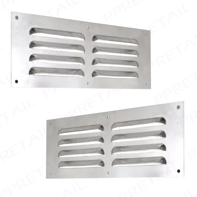 2x Aluminium Louvre Air Vent 9" x 3" Grille Wall Cover Ventilation Ducting Metal