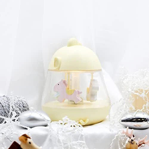 Carousel Music Box LED Night Light, Cute Baby Nursery Bedroom Lamp for Kids, USB