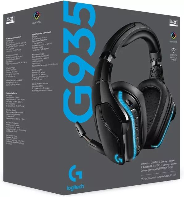 Logitech G935 kabelloses Gaming-Headset 7.1 Surround Bluetooth Verp. beschädigt