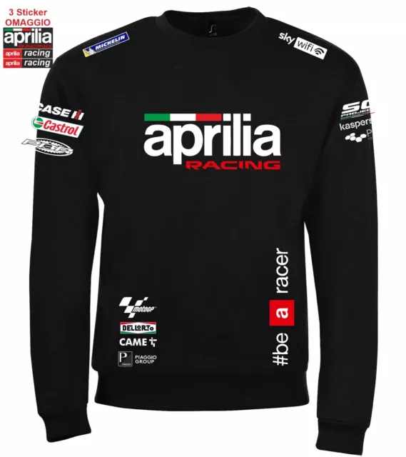 Felpa Girocollo APRILIA RACING corse MOTOGP fans ITALIA team replica + 3 sticker
