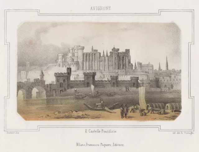 Avignon Provence Original Lithografie Terzaghi 1850