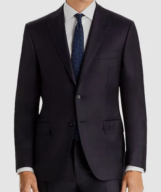 $948 Canali Men's Blue Classic-Fit Wool Sport Coat Suit Jacket Size 52R