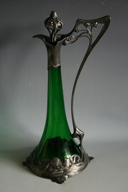Decanter Antiguo Art Nouveay Wmf De Estaño Y Vidrio