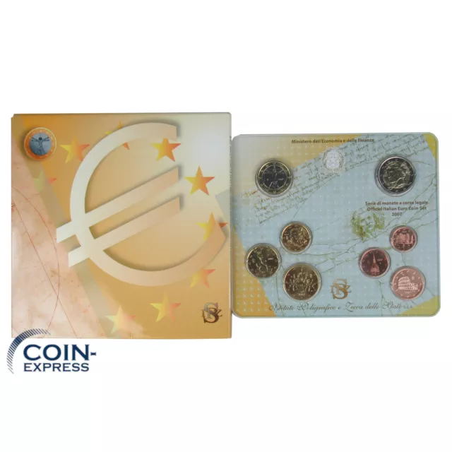 *** EURO KMS ITALIEN 2007 BU Kursmünzensatz im Folder Italy Italia ***