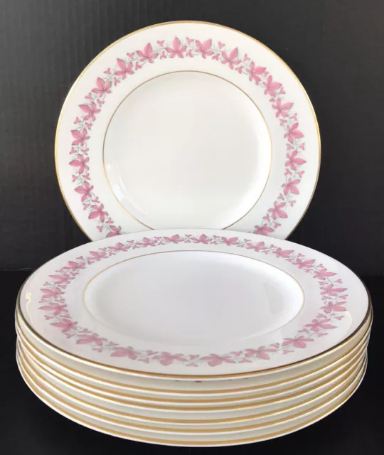 Royal Worcester Bala Pink Dinner Plates 10 3/4” Bone China Set Of 8 England