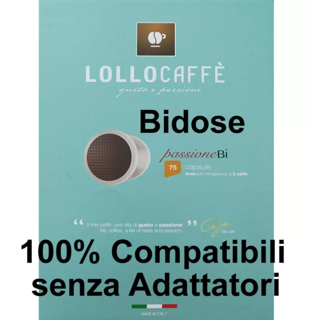 150 Caffe 75 Capsule Bidose Lollo Miscela Nera Compatibil​i Lavazza Nims Ecl101