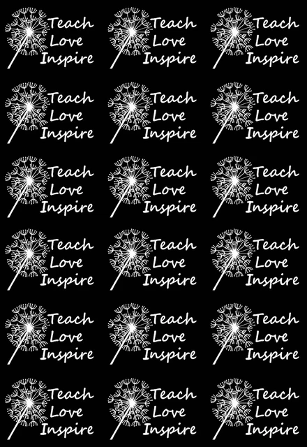 Calcomanías de vidrio fundido blanco de 1" Teach Love Inspire 18 piezas 948