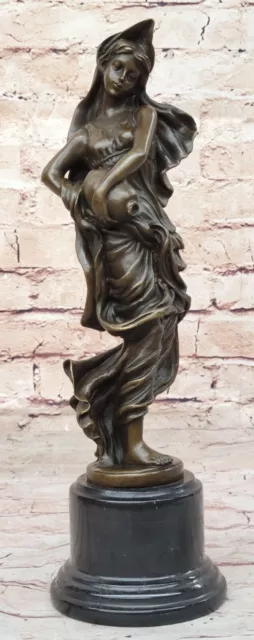 Bellissima Femmina Figura Fatto a Mano Bronzo Art di Un Maiden E Brocca