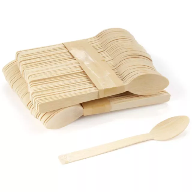 BambooMN Bulk Pack Natural Dinner Party Catering Bamboo Veneer Utensils