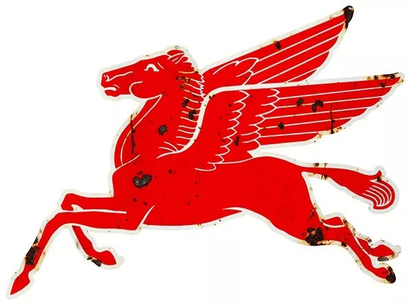 Mobil Gas Flying Red Horse Pegasus Metal Heavy Steel Sign Extra Large 35" Oil 3