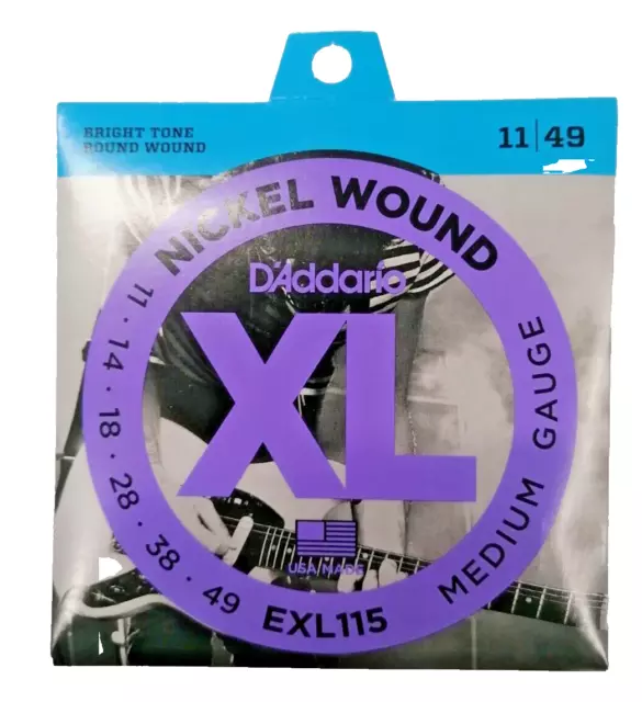 D'Addario XL EXL115 Muta set 6 Corde Chitarra Elettrica Medium Gauge 11-49