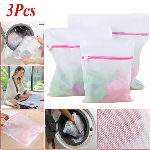 3x Zipped Laundry Washing Mesh Net Clothes Bra Sox Underwear Machine Wash Bags✔✔