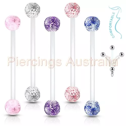 Glitter Ball Pregnancy Navel Ring Belly Button Bar Body Piercing Jewellery