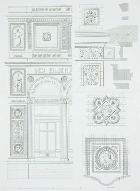 HAMBURG - Zeitschrift für Bauwesen - Die Kunsthalle, Aufriss - Kupferstich, 1868