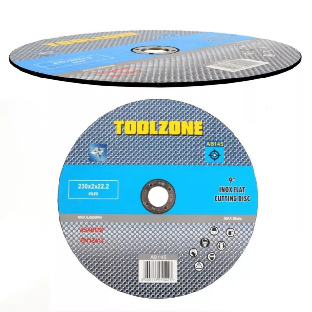 ANGLE GRINDER DISC 9" 230mm Thin Stainless Steel Cutting Inox Flat Metal Blade