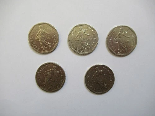 5 pièces de 2 francs semeuse