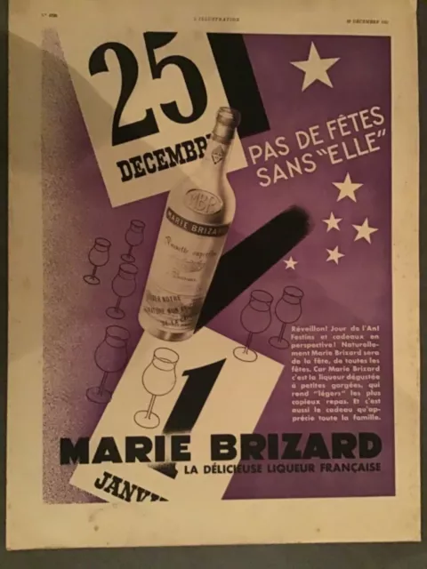 Publicite Marie Brizard 1934 Original Vintage Advertisement