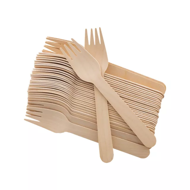 100-2000x Recycle Disposable Wooden Forks Eco friendly Compostable Wedding Party 2