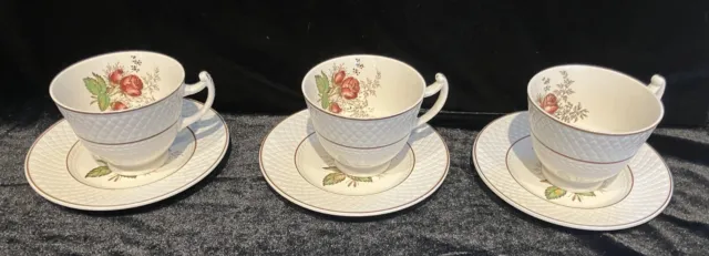 Copeland Spode Mansard "Lady Anne" Antique Porcelain / SET of 3 Teacups/ saucers