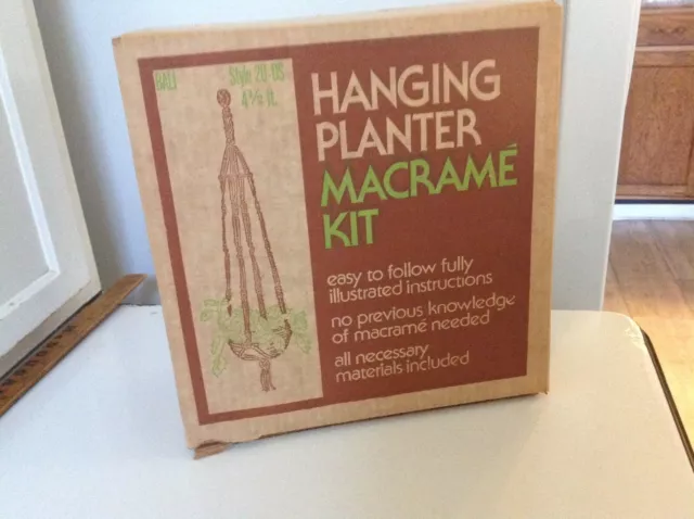Vtg BALI Hanging Planter Macrame Kit W/ Bowl Retro 1970's Designed by Mary Ann