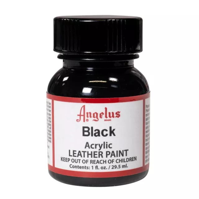 Angelus Acrylic Leather Paint Black Trainers Bags Shoes Sneakers 1oz Bottle