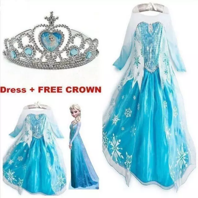 Costume cosplay principessa regina Elsa Halloween bambine abito elegante e corona gratuita