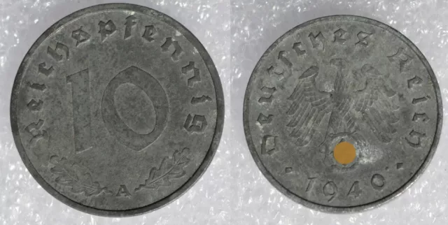 Deutsches Reich, Drittes Reich, 10 Reichspfennig 1940 A sehr schön, Zink