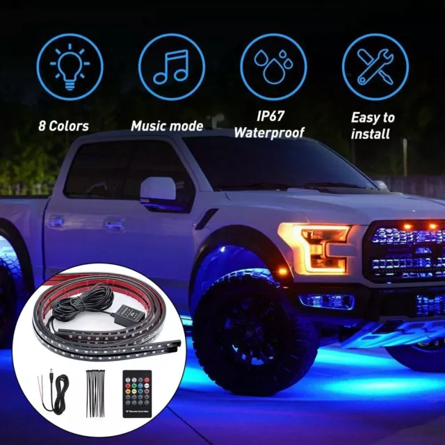 4X 36"48" RGB Underglow LED Strip Under Car Underbody Tube Neon Decor Light Kit