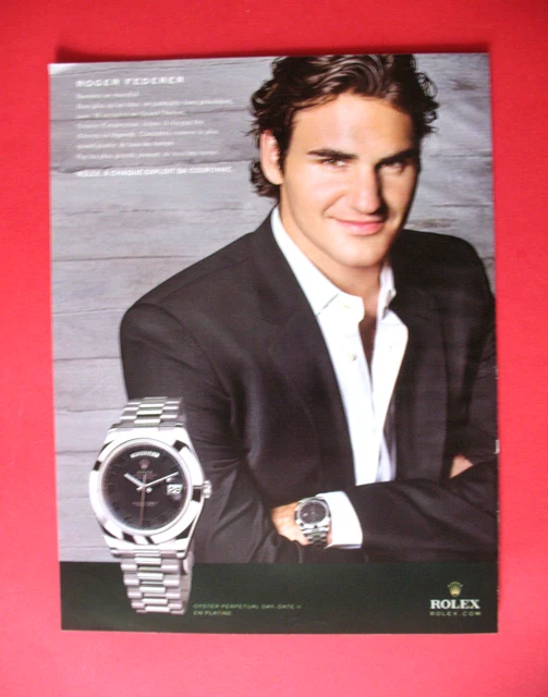 Publicite De Presse Rolex Montre Oyster Perpetual Tennis Roger Federer Ad 2010