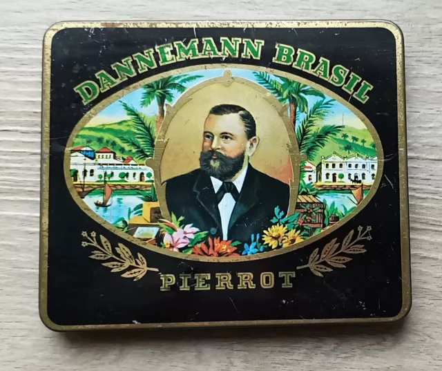 Vintage Tobacco Tin Dannemann Brasil Pierroetta Cigars 1950s