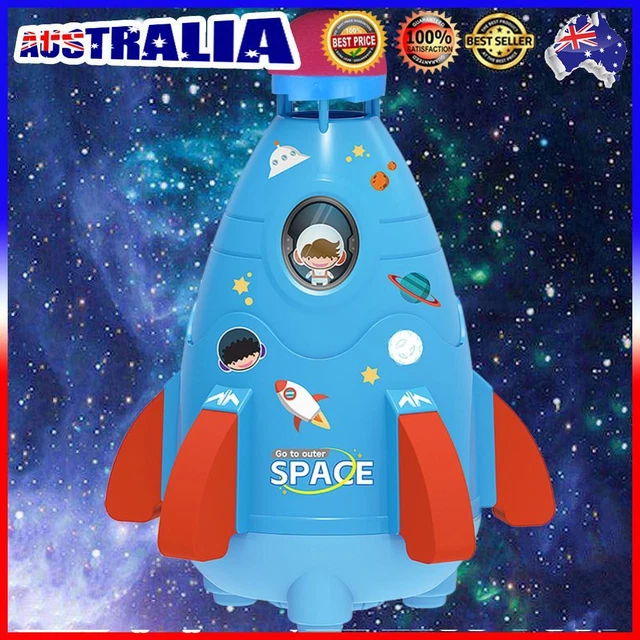 ❤ Space Rocket Sprinklers Rotating Water Powered Launcher Summer Fun Toys (Blue)