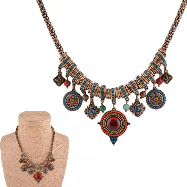 Gypsy Ethnic Tribal Turkish Boho Chain Bid Necklace Tassel Pendant Fringe OZ;m'