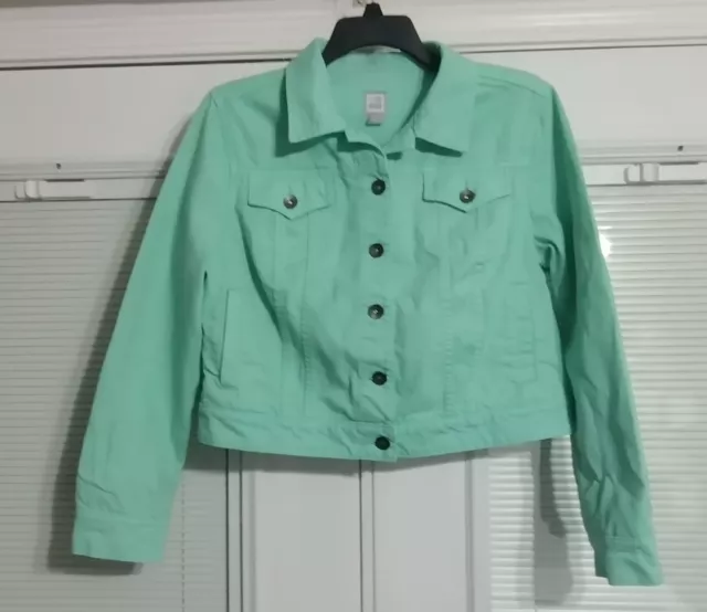 JCP Womens Size XL Aqua Denim Jacket Button JC Penney