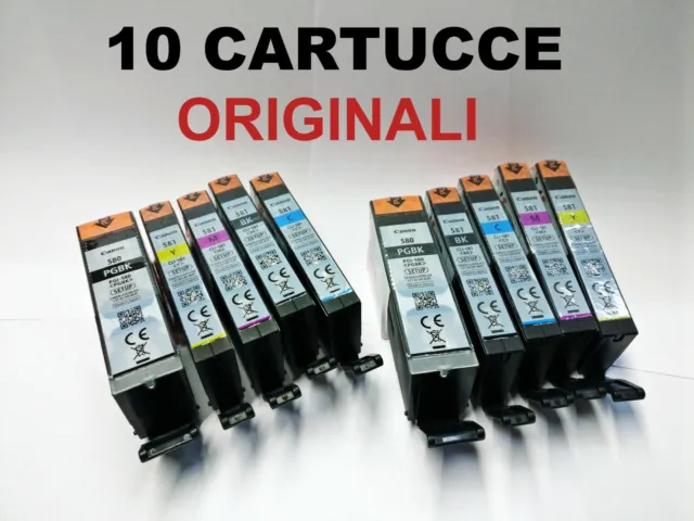 10 Cartucce Originali Canon Pgi-580 Cli-581 Kit Ts705 Tr7550 Ts6350 Ts6150