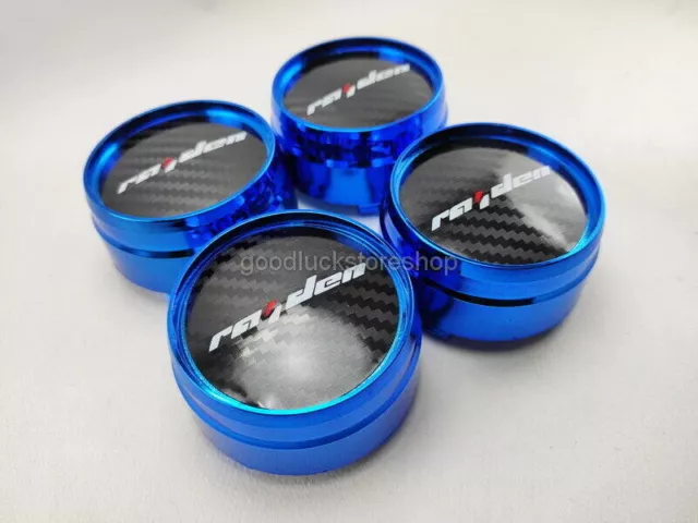 CAPOTS DE MOYEU DE CENTRE DE ROUE PROJET D RAIDEN 64mm. Pièces bleues pour...